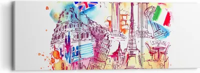 Produktbild von Bild auf Leinwand - Leinwandbild - Reisen Europa Geschichte Schloss - 90x30cm - Wand Bild - Wanddeko - Leinwanddruck - Bilder - Kunstdruck - Wanddekoration - Leinwand bilder - Wandkunst - CA90x30-3045