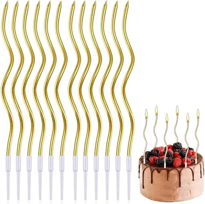 Immagine prodotto di 36 candeline per torta di compleanno, candeline lunghe con supporto, spirale metallica con candeline, candeline lunghe e sottili a spirale per decorazioni, feste, matrimoni