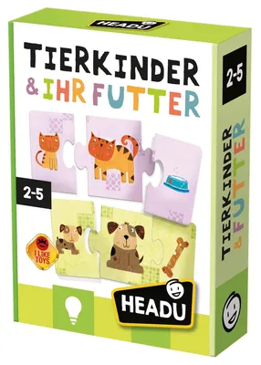 Produktbild von Headu Montessori Zuordnungspuzzle Tiere für Kinder ab 2 Jahren Futter