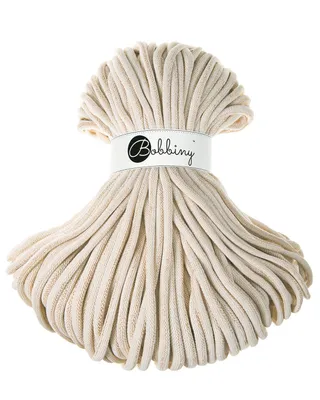 Zdjęcie produktu dla Sznurek pleciony bawełniany Bobbiny Jumbo / Naturalne złoto / Golden Natural / 9mm / 100m + złoty LUREX