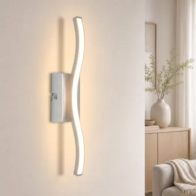 Image de Applique LED ZMH, lampe de couloir, 6W, 3000K, applique argentée, lampe d'intérieur, idéale pour les chambres, les cuisines, éclairage mural blanc chaud pour les chambres d'enfants