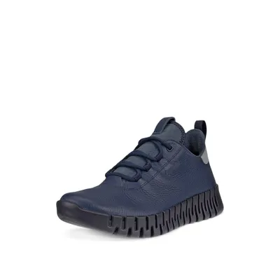 A single blue shoe is shown against a white background.