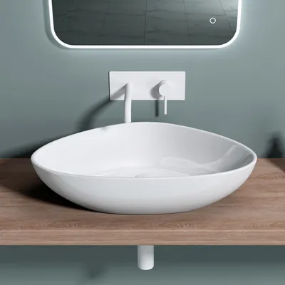 Produktbild von doporro waschbecken Gäste-WC Aufsatzwaschbecken 67x44x15cm aus Keramik weiß waschplatz inkl. Nano-Versiegelung Brüssel895