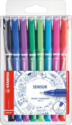 Zdjęcie produktu dla STABILO SENSOR fine, Czarny, Niebieski, Zielony, Liliowy, Różowy, Czerwony, Turkusowy, Drobny, Wielobarwny, Okrągły, Metal, 0,3 mm