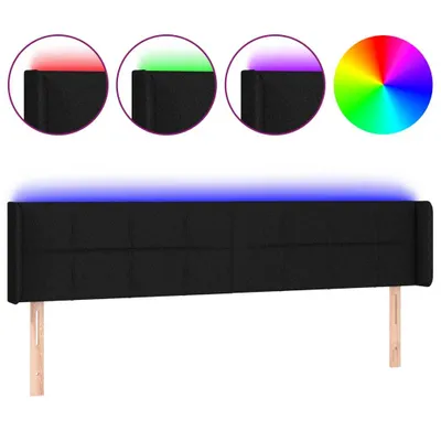 Zdjęcie produktu dla zagłówek vidaXL LED czarny 183x16x78/88 cm tkanina