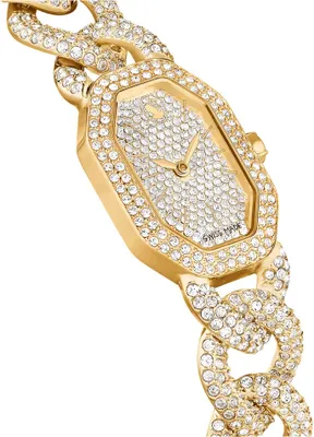 Produktbild von Swarovski Dextera Chain Uhr, Schweizer Produktion, Kristallarmband, Goldfarben, Vergoldetes Finish DEXTERA:MC PGO/SILVER/PGO 5668854/Abverkauf nur solange Vorrat reicht