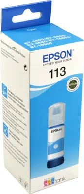 Produktbild von Epson 113 EcoTank Pigment Cyan ink bottle, Original, Cyan, Epson, Ecotank ET-5880, EcoTank ET-5850, EcoTank ET-5800, EcoTank ET-16650, EcoTank ET-16600, 6000 Seiten, 70 ml