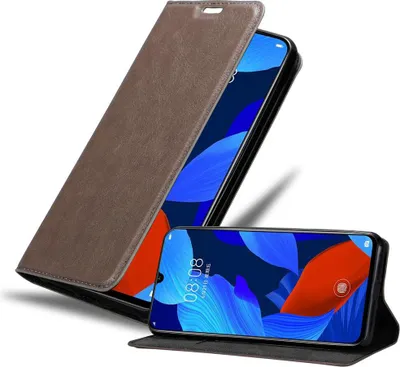 Produktbild von Cadorabo Hülle für Huawei NOVA 5 / 5 PRO Schutz Hülle in Braun Handyhülle Etui Case Cover Magnetverschluss