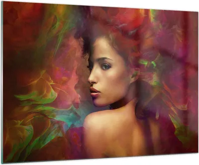 Produktbild von Bilder auf glas - frau gesicht - 100x70cm - Glasbilder - Wandbilder - Kunstdruck - zum Aufhängen bereit - Wanddekoration aus Glas - Glas Bilder - Wandbild auf Glas - Einteilig - GAA100x70-3735