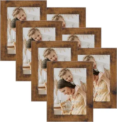 Produktbild von 7-teilig Holz-Fotoeinfassung, vintage Holz-Fotoeinfassung-Set