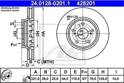 Produktbild von ATE Bremsscheiben (2 Stück) 24.0128-0201.1