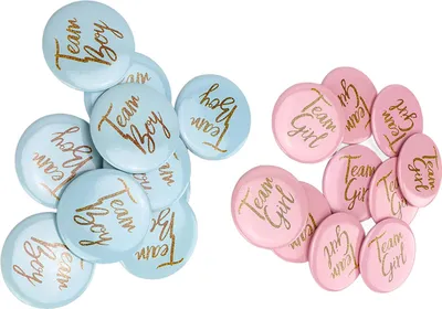 Produktbild von 3packs Gender Reveal Button Pin Metall Material Blau Rosa Englisch Muster Attraktive Dekorative Party Gender Reveal Abzeichen