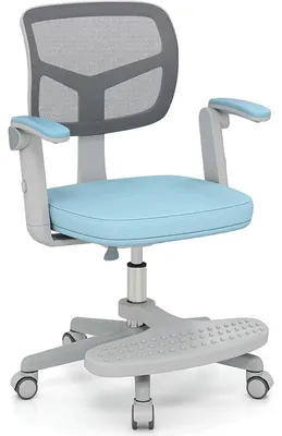 Produktbild von Ergonomischer Kinderstuhl GX-10398-YH, mit Fußstütze und klappbarer Armlehne, blau