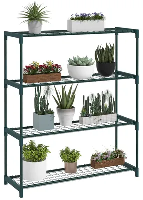Zdjęcie produktu dla Regał na Rośliny Kwietnik, 4 Poziomy, 89 cm x 28 cm x 107 cm, Ciemnozielony