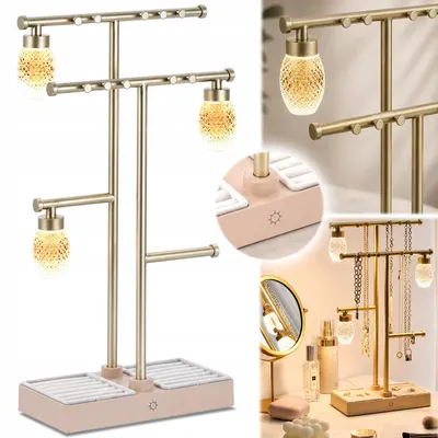 Zdjęcie produktu dla Lampka nocna lampa LED stojak na biżuterię organizer ekspozytor wieszak