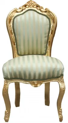 Produktbild von Casa Padrino Barock Esszimmer Stuhl Grün / Creme Streifen / Gold