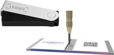 Produktbild von Ledger Nano X schwarz+ SOLIDHODL - Vorteilspaket - Hardware Wallet - Wallet für Bitcoin, Ethereum und viele andere Krypto