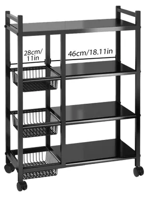 Immagine prodotto di Regal, acciaio pesante, design a 4 livelli, colore nero, modello a 4 livelli