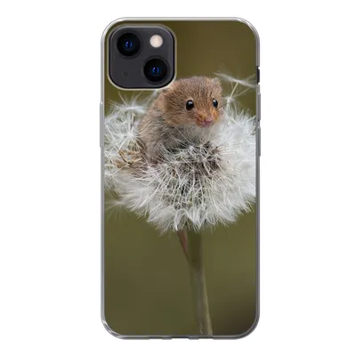 Produktbild von MuchoWow® Handyhülle Schutzhülle Hülle für iPhone 13 Maus - Jung - Blumen Silikon Softcase Handy Hülle - Karteninhaber