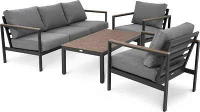 Produktbild von di volio Gartenmöbel-Set TIVOLI, Terrassenmöbel aus wasserfestem Materialien, Gartenmöbel für 5 Personen - Couchtisch & 3-Sitzer Sofa & 2 Sessel