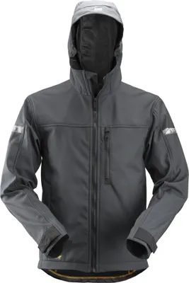 Produktbild von Snickers AllroundWork Softshell Arbeitsjacke m. Kapuze Stahlgrau-Schwarz-L