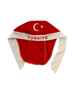 Produktbild von Rot-Weiße Mütze mit türkischem Halbmond, Stern, „Türkiye“-Schriftzug, integrierten Ohrenklappen, flexibel & atmungsaktiv