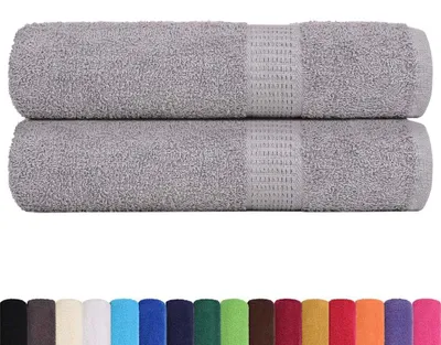 Image de vidaXL Serviettes de douche FROGN, lot de 2, gris, 70 x 140 cm, 360 g/m²