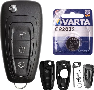 Produktbild von Autoschlüssel Funk Fernbedienung Austausch Gehäuse mit 3 Tasten + HU101 Rohling + Batterie kompatibel mit Ford Transit Focus III Galaxy II Fiesta VI