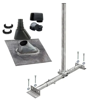 Produktbild von PremiumX X100-48F Dachsparrenmasthalter feuerverzinkt Blei-Ziegel Kappe Set