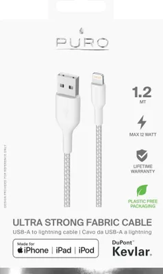 Obrázok produktu pre SBS CAPLTFABK3WHI, 1,2 m, Lightning, USB A, Samec, Samec, Biela