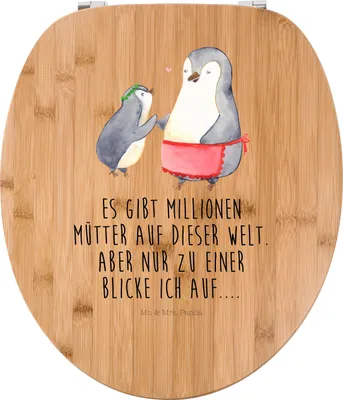 Produktbild von Mr. & Mrs. Panda Klobrille Pinguin mit Kind - Transparent - Geschenk, Klodeckel, Muttertag, Vorbild Mama, WC Sitz, Familie, Toilettendeckel, Pinguine, Brille, Mutter