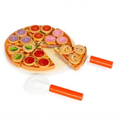 Obrázok produktu pre Drevená pizza 27 dielov (na suchý zips)
