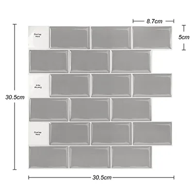 Produktbild von TRMLBE Fliesenaufkleber 30x30cm PVC Fliesen-Folie 10 Stück-1 Satz Deko Folie selbstklebende Klebefliesen abgeschnitten Kacheldekor, für Küche Bad Wohnzimmer Zimmer(Typ F - Grau)