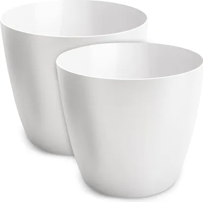 Produktbild von Blumentopf dekorativer Kunststoff Pflanzenpot für große und kleine Pflanzen Set von 2 - Kräutertopf weiß - Durchmesser 20 cm