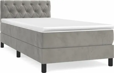 Produktbild von vidaXL Boxspringbett mit Matratze Hellgrau 80x200 cm Samt