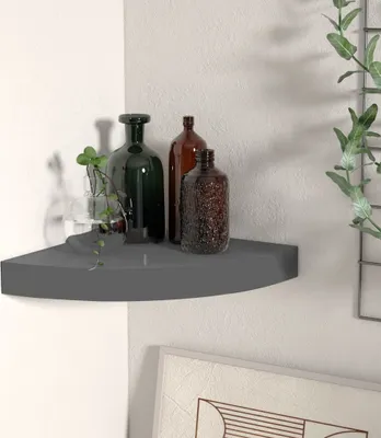 Produktbild von Eck-Schweberegal Hochglanz-Grau 25x25x3,8 cm MDF , Wandregale Design 2024