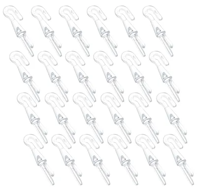 Gardinenhaken 24 Stück, transparent, 5 x 1,3 cm, drehbar