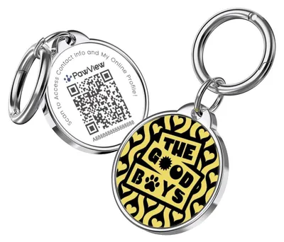 Immagine prodotto di Etichetta per cani con codice QR, personalizzabile, impermeabile, leggera, adatta a cani e gatti, colore giallo