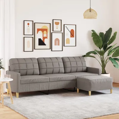 Obrázek produktu pro Maison Exclusive – třímístná pohovka s podnožkou, barva taupe, 210 cm, látka