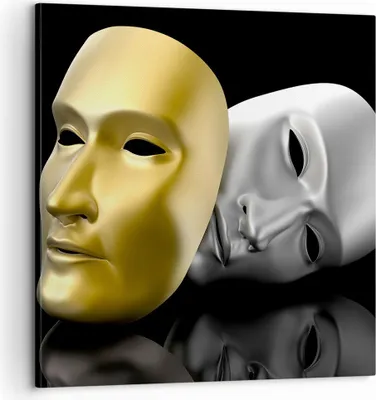 Produktbild von Bild auf Leinwand - Leinwandbild - Maske Theater Bühne Schauspieler - 60x60cm - Wand Bild - Wanddeko - Leinwanddruck - Bilder - Kunstdruck - Wanddekoration - Leinwand bilder - Wandkunst - AC60x60-2432