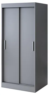 Zdjęcie produktu dla Szafa przesuwna 90x200cm - Antracyt Mat- Szafa przesuwna GOLD - z 5 półkami i 2 drążkami