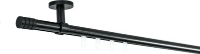 Produktbild von SN Deco Gardinenstange Innenlauf Lille, 19 mm, 1-läufig, Stahl, Komplett-Set mit Ringen, Profildeckentrager, 240 cm, schwarz