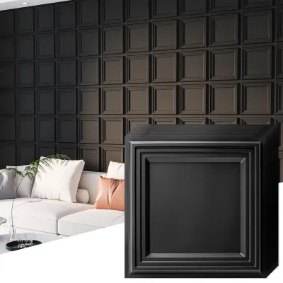 3D Wandpaneele 33er Set, Schwarz, 30x30 cm, 2,97 m²