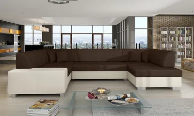 Produktbild von NABBI Ecksofa U mit Zerlegung ein Lagerraum Halvega L - dunkelbraun / beige