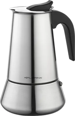 Produktbild von FLORINA Edelstahl Espressokocher 9 Tassen (450 ml) I Herdplatten Espressomaschine LINDA I Espresso Kaffeekanne aus Rostfreierm Stahl mit Profilierten Griff I Geeignet für alle Herdarten & Induktion