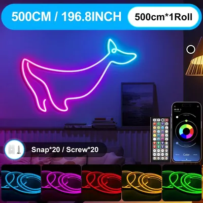 Produktbild von LED-Neonlichtschlauch - Flexible RGB-Lichtleiste - 5 m - App- und Fernbedienung - Musiksynchronisation - IP65-wasserdicht - Für Innen- und Außenbereiche