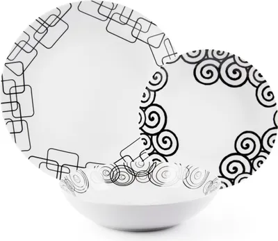 Zdjęcie produktu dla Zestaw zastawy stołowej Excelsa 12-częściowy Magic Black Porcelana biało-czarna