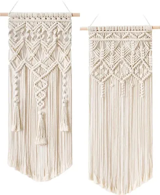 Obrázek produktu pro 2 ks makramé nástěnné dekorace ve stylu boho chic – krásná dekorace do bytu, ložnice, na svatbu, do apartmánu a do pokoje – bytové doplňky,