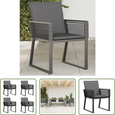 Produktbild von The Living Store Gartenstühle mit Kissen 4 Stk. Schwarz Poly Rattan