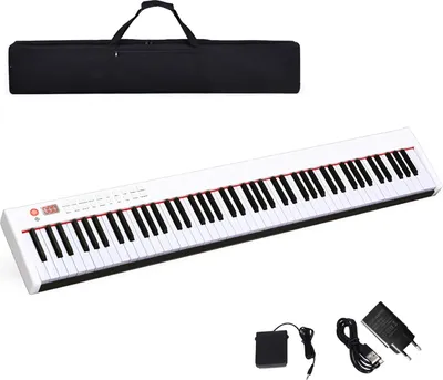 Produktbild von KOMFOTTEU Digitales Piano 88 Tastatur, Elektroklavier mit Bluetooth MIDI USB, elektronisches Klavier, Digitale Keyboard tragbar 128 Rhythmen Digitalpiano Set für Kinder Anfänger (Weiß)